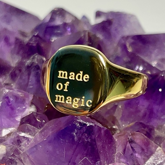 2/$20 ✨ 18k Gold-plated “Made Of Magic” Signet Ring Free People Style Ring - Picture 2 of 11